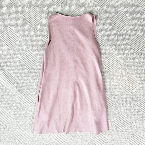 Windsor Pink Suede V Neck Dress w pockets on side - Picture 5 of 7